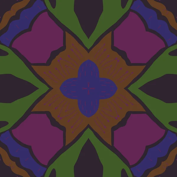 Kreisförmiges Nahtloses Muster Stilisierter Blumen Kritzeleien Staubgefäße Kreuze — Stockvektor