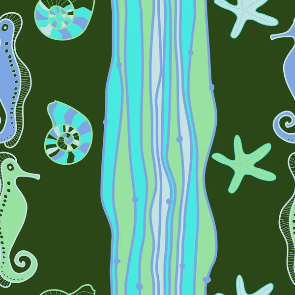 Sea life seamless pattern of colored motif