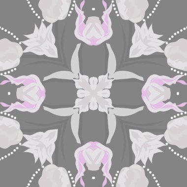 Çiçek motifi, çiçekler, yapraklar, dallar dairesel dikişsiz desen.