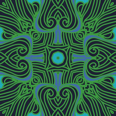 Çiçek motifinin dairesel dikişsiz deseni, vektör illüstrasyonu