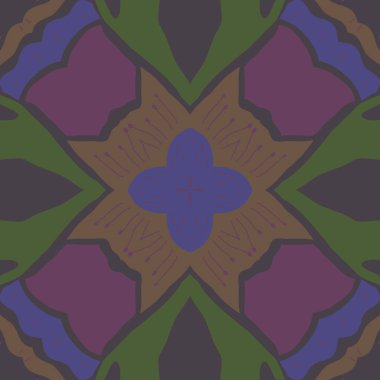 Stilize çiçekler, karalamalar, stamens, çapraz Dairesel dikişsiz desen. 