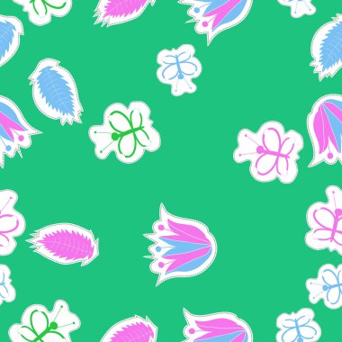 Soyut basit böcekler ve bitkiler süsleme Dikişsiz desen