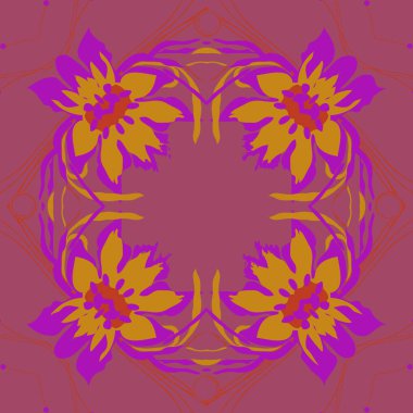 Çiçek motifli dairesel dikişsiz desen, fotokopi alanı