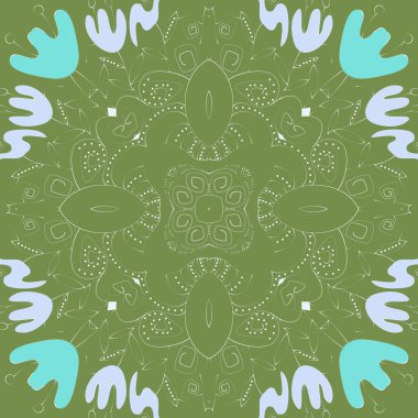 Çiçek motifli dairesel dikişsiz desen, fotokopi alanı