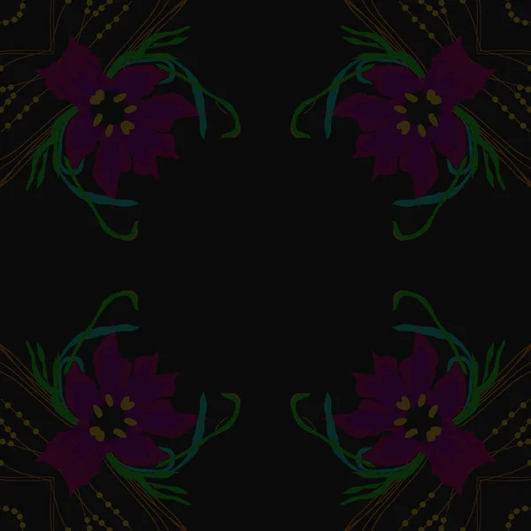 Motif Circulaire Sans Couture Avec Motif Floral Espace Copie — Image vectorielle