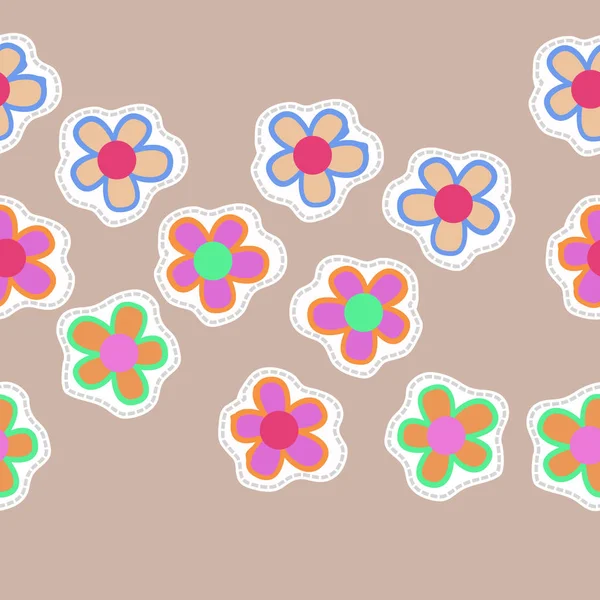 Patrón Artístico Sin Costuras Con Flores Colores Ilustración Vectorial — Vector de stock