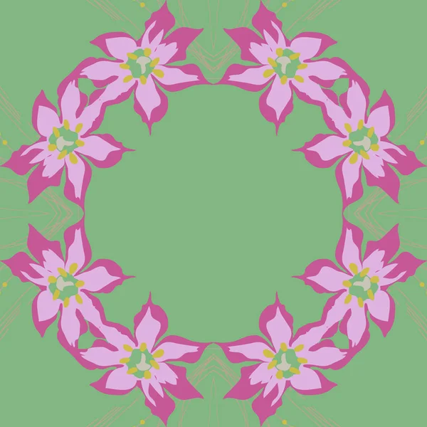 Patrón Circular Sin Costuras Con Motivo Floral Espacio Para Copiar — Vector de stock