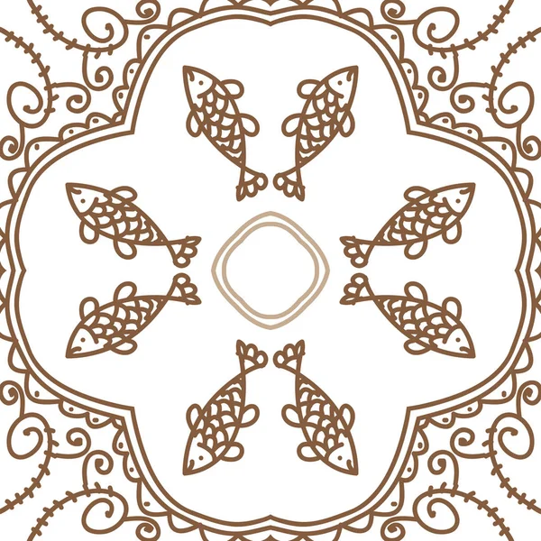 Vis Ornament Naadloze Patroon Van Gekleurd Motief — Stockvector