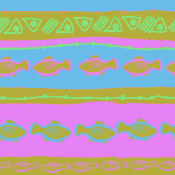 Безшовний Візерунок Абстрактних Простих Риб — стоковий вектор