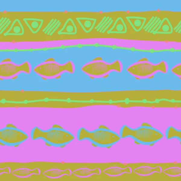 Patrón Inconsútil Peces Simples Abstractos — Vector de stock