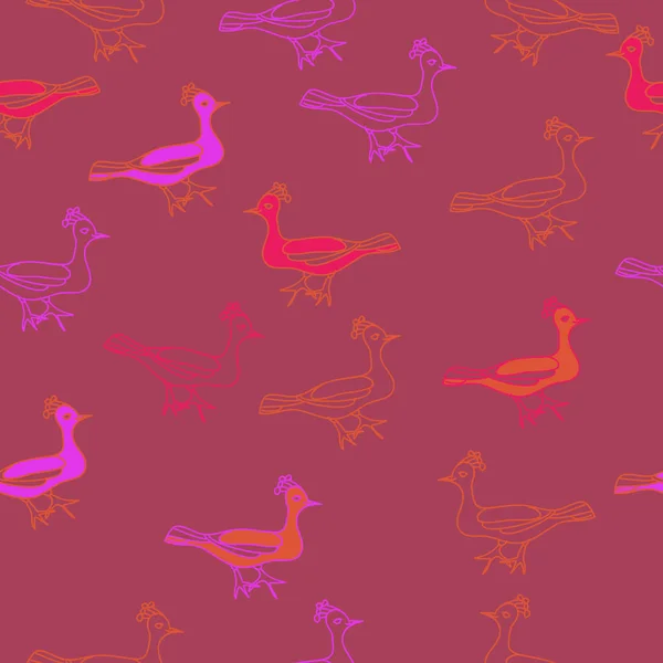 Naadloze Patroon Van Abstracte Kleurrijke Vogels — Stockvector