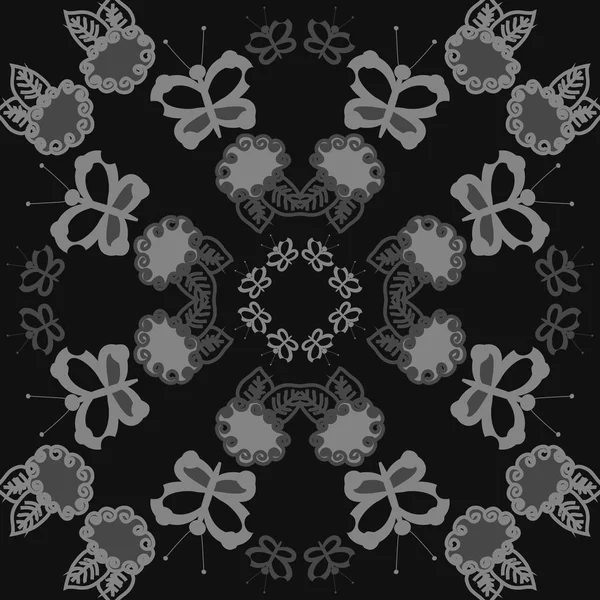 Modèle Circulaire Sans Couture Fleurs Papillons — Image vectorielle