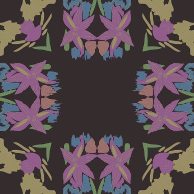 Çiçek motifli dairesel dikişsiz desen, fotokopi alanı