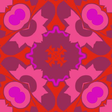 Çiçek motifi dairesel dikişsiz desen, sadece vektör illüstrasyon  