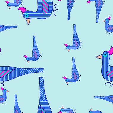 Soyut renkli kuşların dikişsiz deseni