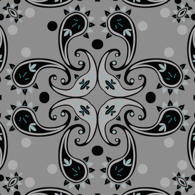 Spiralli oryantal motifin dairesel dikişsiz deseni 