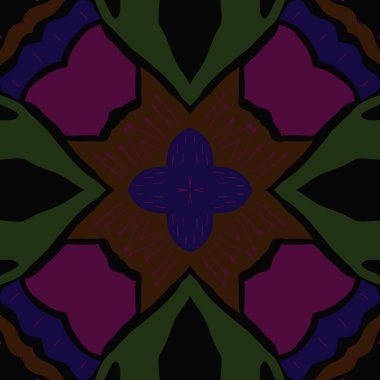 Stilize çiçekler, karalamalar, stamens, çapraz Dairesel dikişsiz desen. 