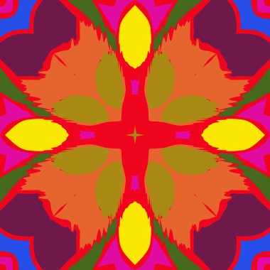 Soyut stilize çiçek dairesel dikişsiz desen