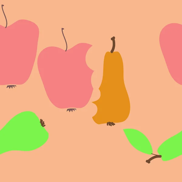 Nahtloses Muster Mit Bunten Äpfeln Und Birnen Vektorhintergrund — Stockvektor