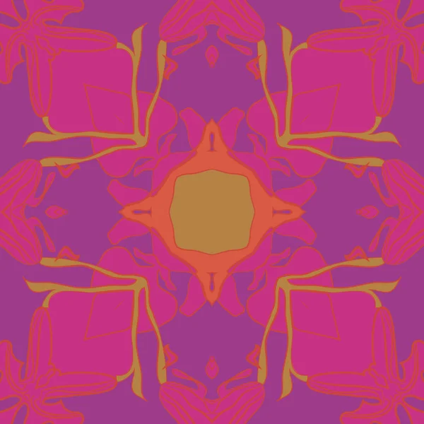 Циркулярный Бесшовный Рисунок Цветочного Мотива Ветвей Листьев Полос — стоковый вектор
