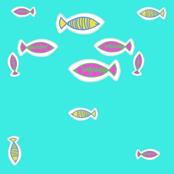 Fish Seamless Pattern Colored Motif — Stock Vector