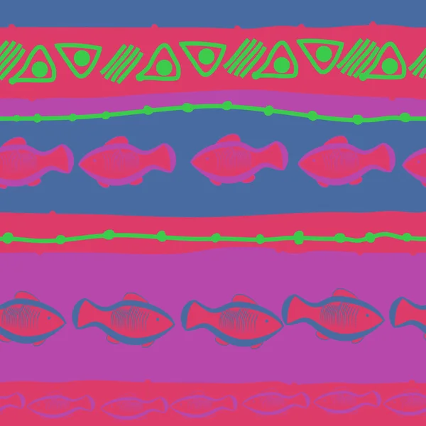 Nahtloses Muster Abstrakter Einfacher Fische — Stockvektor