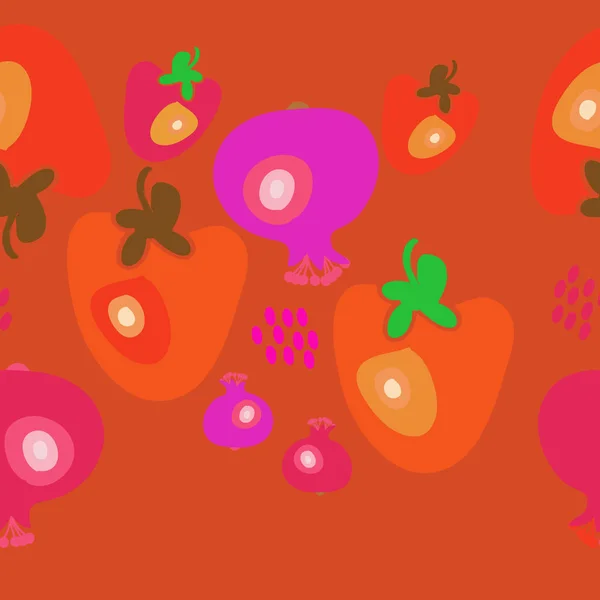 Patrón Sin Costura Frutas Simples Abstractas — Vector de stock