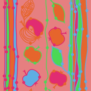 Renkli elma ve yaprakları ile Dikişsiz desen