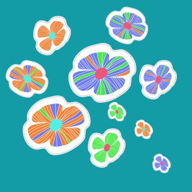 renkli çiçekler, vektör illüstrasyon ile sanatsal dikişsiz desen