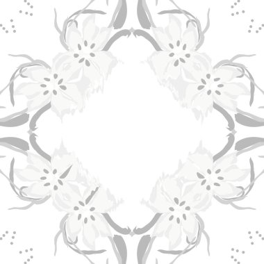 Çiçek çelenk dairesel dikişsiz desen, çiçekler, noktalar, s