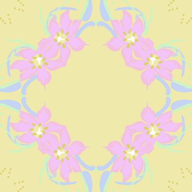 Çiçek motifli dairesel dikişsiz desen, fotokopi alanı