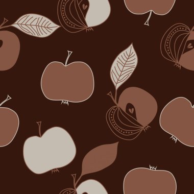 Yaprakları ile elma basit vektör illüstrasyon 