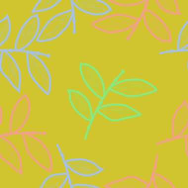 dalları ve yaprakları ile dikişsiz desen vektör illüstrasyon