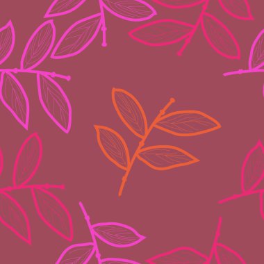 dalları ve yaprakları ile dikişsiz desen vektör illüstrasyon