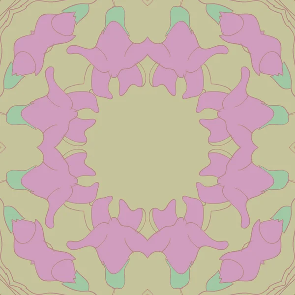花モチーフの円形シームレスパターン — ストックベクタ