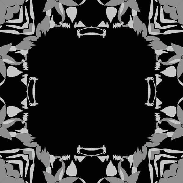Циркулярный Бесшовный Рисунок Цветочного Мотива Пятна Листья Тычинки Копировальное Пространство — стоковый вектор