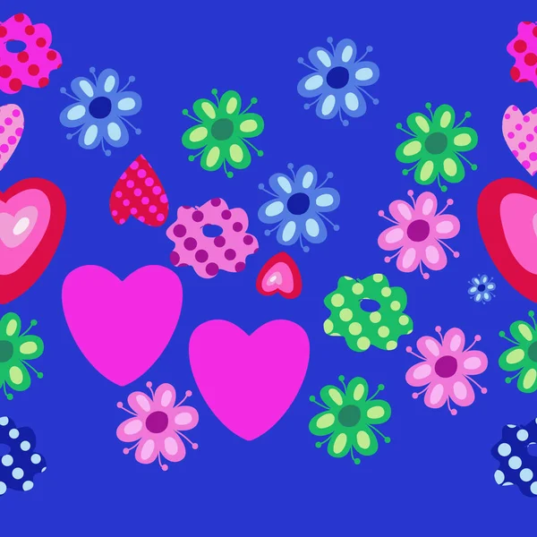Muster Mit Stilisierten Blumen Herzen Blumen Mit Halbton Herzen Mit — Stockvektor