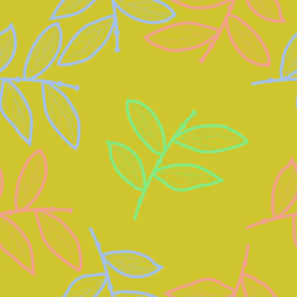 枝と葉を持つシームレスなパターンのベクトルイラスト — ストックベクタ