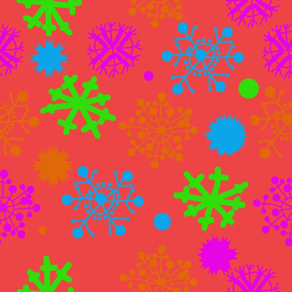 Patrón Sin Costuras Motivos Decorativos Garabatos Copos Nieve Estrellas Elipses — Vector de stock