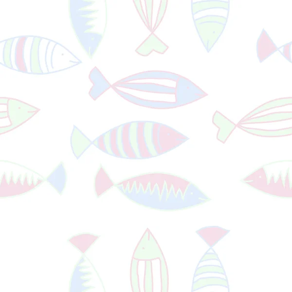 Seamless Pattern Abstract Simple Fishes — Stock Vector
