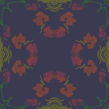 Çiçek motifli dairesel dikişsiz desen, fotokopi alanı