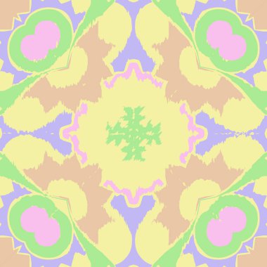 Çiçek motifi dairesel dikişsiz desen, sadece vektör illüstrasyon  