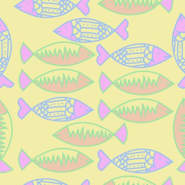 Renkli motif balık dikişsiz desen