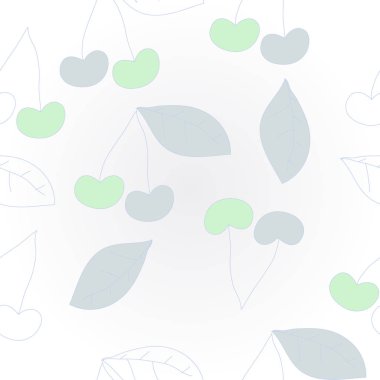 Renkli kiraz ve yaprakları ile Dikişsiz desen