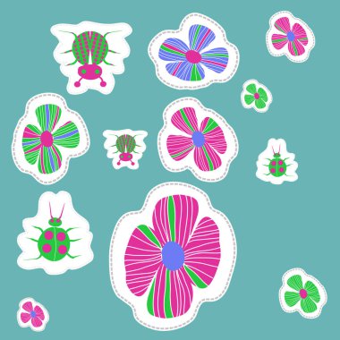 renkli çiçekler, vektör illüstrasyon ile sanatsal dikişsiz desen