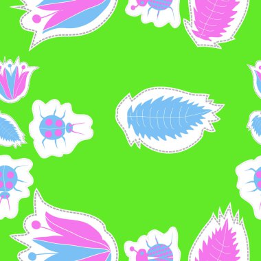 Soyut basit böcekler ve bitkiler süsleme Dikişsiz desen