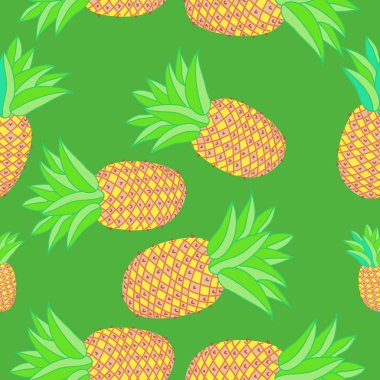 Ananas ile dikişsiz soyut desen, vektör arka plan