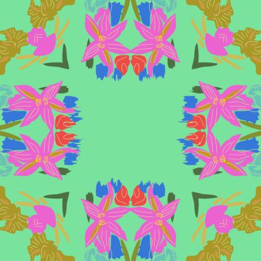 Çiçek motifli dairesel dikişsiz desen, fotokopi alanı