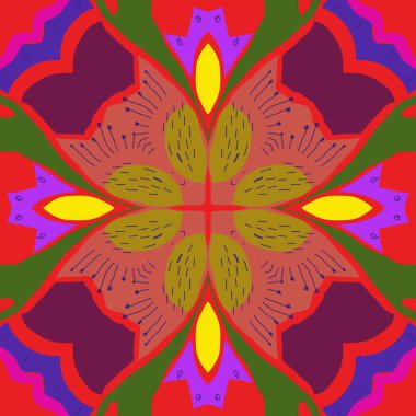 Çiçek motifinin dairesel dikişsiz deseni.