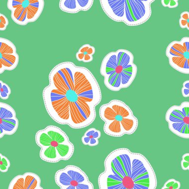 renkli çiçekler, vektör illüstrasyon ile sanatsal dikişsiz desen